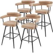 Set van 4 barkrukken 360° draaibaar bruin 61x103x55 cm met armleuning,...