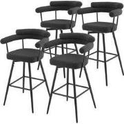 Set van 4 barkrukken 360° draaibaar donkergrijs 61x103x55 cm met armle...