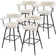 Set van 4 barkrukken 360° draaibaar Beige 61x103x55 cm met armleuning,...