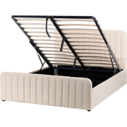 LUNAN - Bed met opbergruimte - Beige - 140 x 200 cm - Fluweel