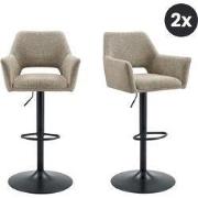 2x Barkruk Tess Draaibaar - Stof Taupe Truffel