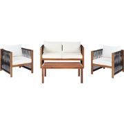 ANTRIA - Loungeset 4-zits - Lichthout/Zwart - Acaciahout