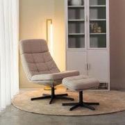 LABEL51 Fauteuil Alvar - Naturel - Boucle - Incl. Ottoman - 53x57x83 c...