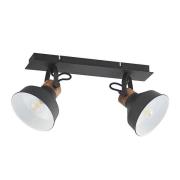 Lindby - Nefeli 2 Plafondlamp Black/Wood