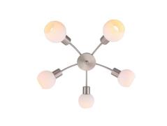 Lindby - Elaina 5 Plafondlamp Nickel/Opal