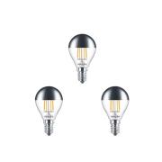 Philips - 3-pack Gloeilamp LED 4W Filament Top Gespiegeld Kroon (397lm...