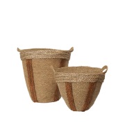 ferm LIVING - Mar Woven Mand Set of 2 Natural/Red Brown
