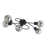Lindby - Elaina 5 Plafondlamp Black/Smoke