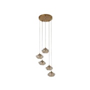 Lindby - Piatra 5 Cluster Hanglamp Amber/Geel Koper