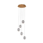 Lucande - Ismenia 5 LED Hanglamp Geel Koper