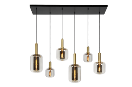 Lucide Joanet - Hanglamp 6L - 130 x 30 x 190 cm - Fumé