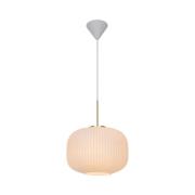 Nordlux Milford 30 - hanglamp - Ø 30 x 238 cm - opaal wit en messing