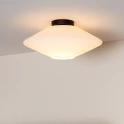 Lucide Trevor - plafondlamp - Ø 42 x 19 cm - zwart en opaal